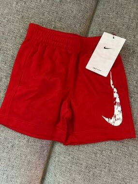 Nike Red Kids Dri-FIT Shorts with White Swoosh